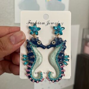 Seahorse Rhinestone Earrings
